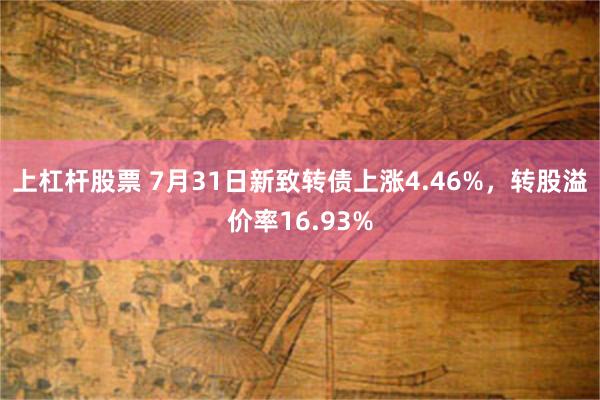 上杠杆股票 7月31日新致转债上涨4.46%，转股溢价率16.93%