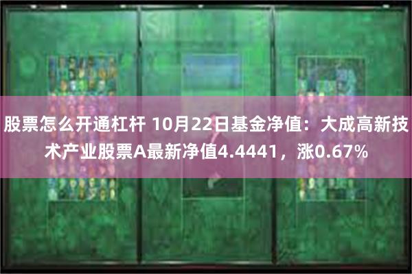 股票怎么开通杠杆 10月22日基金净值：大成高新技术产业股票A最新净值4.4441，涨0.67%