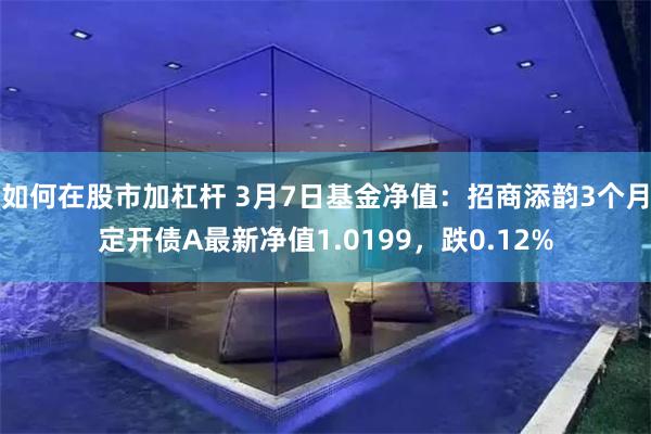 如何在股市加杠杆 3月7日基金净值：招商添韵3个月定开债A最新净值1.0199，跌0.12%